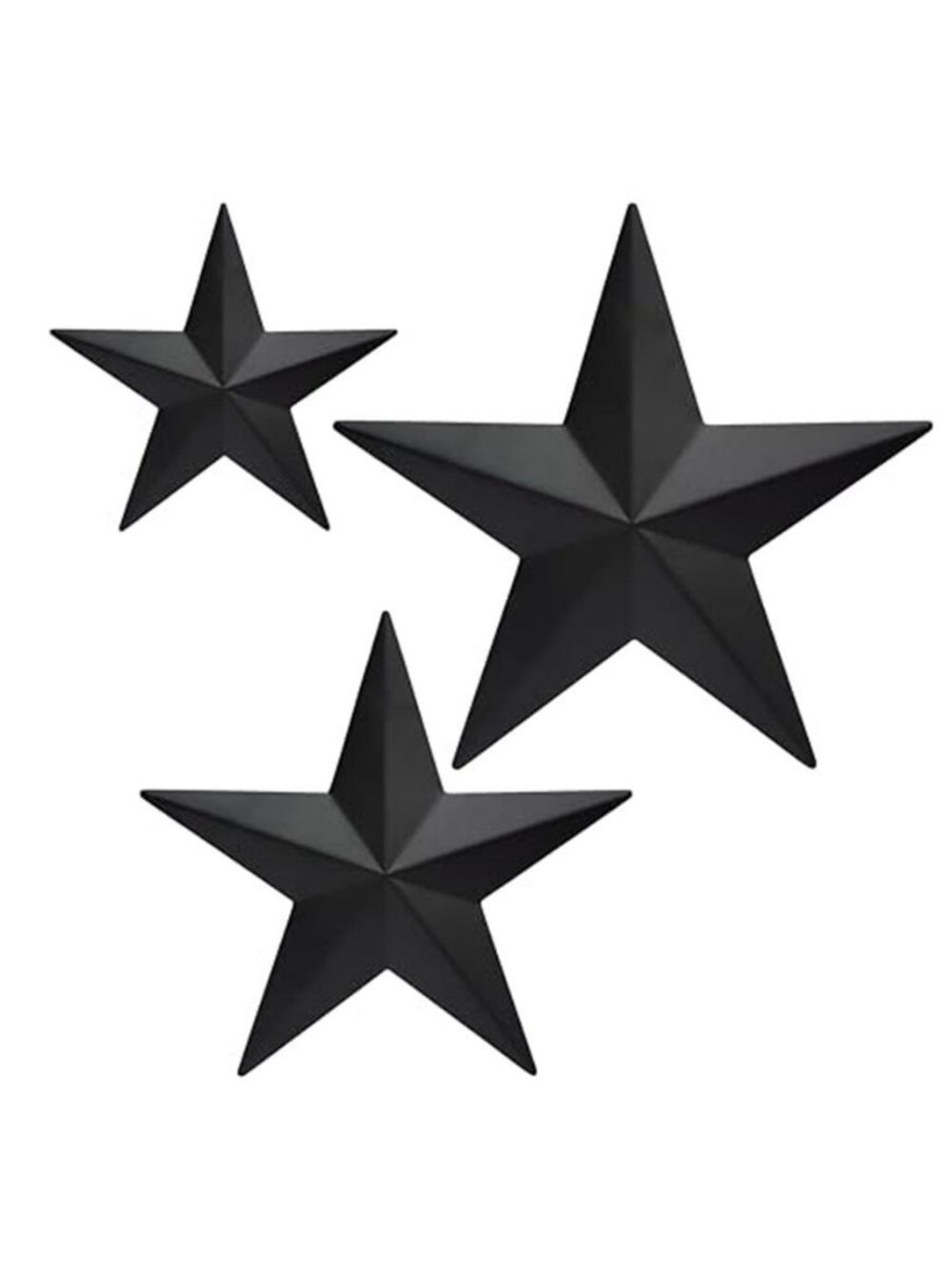 JoyEvy 6" 9”12"（3pieces Black Barn Star Wall Decor,Metal Stars Rustic Vintage